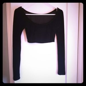 Black velvet looking sleeve crop ballet top